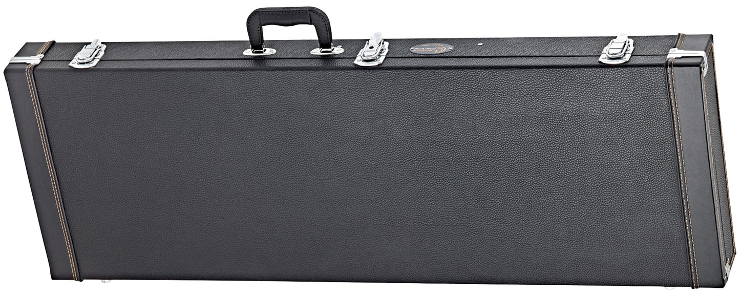 Etui pour guitare électrique, rectangulaire, rembourrage 15 mm, compartiment accessoires, accastillage chromé, noir