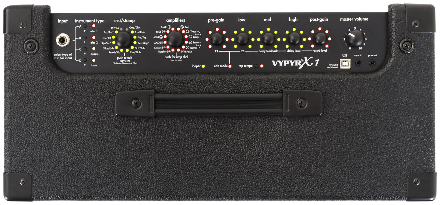 Ampli à modélisation 30W, HP 1x 8", 36 modèles d'amplis, 20 effets, EQ 3 bandes, accordeur intégré, finition noir