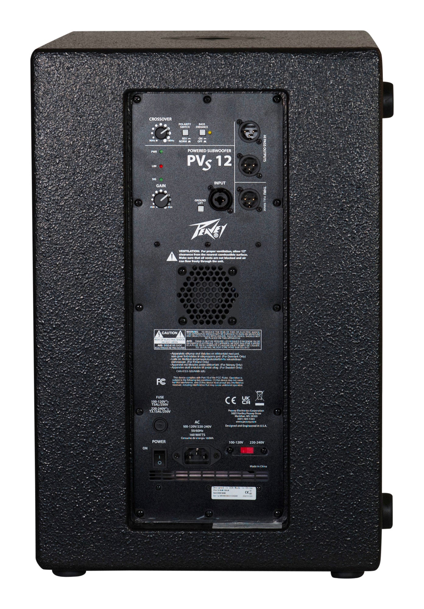 Caisson de basse amplifié 1000W, subwoofer 12", amplificateur analogique, traitement DSP, fonction Bass Enhance, noir