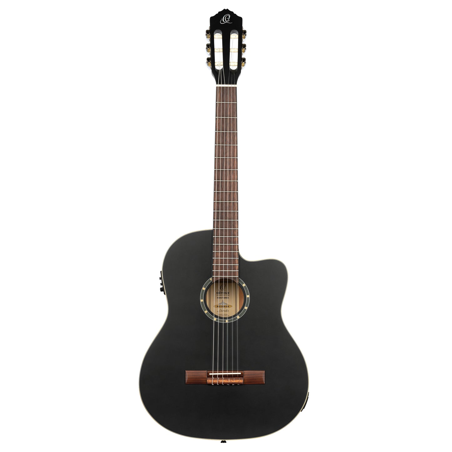 RCE125SN, modèle Slim Neck, pan coupé, EQ MagusPro, table épicéa, fond acajou, manche acajou (sillet 48 mm), housse, noir satiné