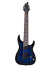 Schecter Omen Elite 8 Multi-Scale – Transparentes blaues Burst-Finish