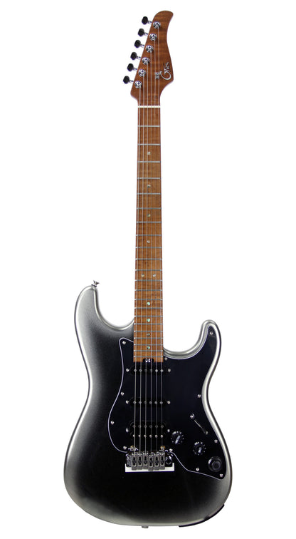 GTRS P801, corps aulne, manche érable flammé torréfié, touche érable, micros et processeur GTRS, dark silver
