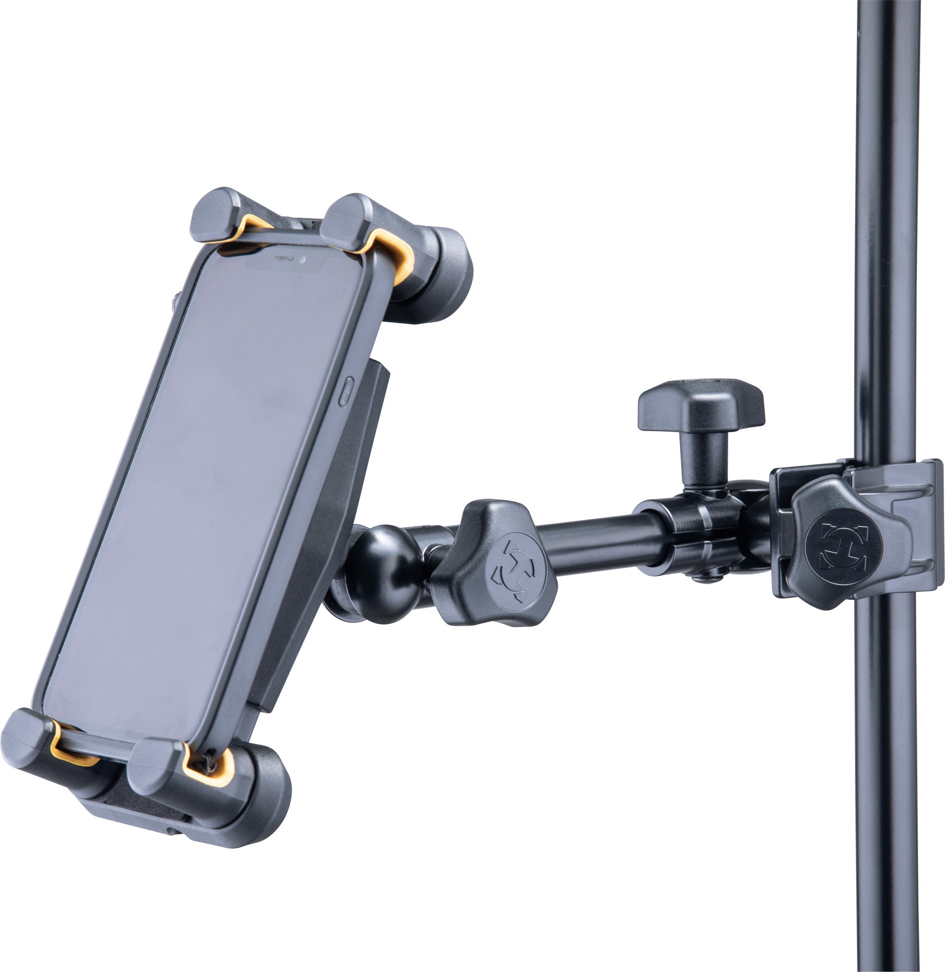 Support pour tablette et smartphone 6.1" à 13", attache pour table et pieds ronds ou carrés jusqu'à 3 cm d'épaisseur, noir