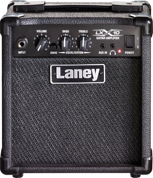 Ampli guitare électrique 10W, 1x HP 5", 1 canal avec switch Drive, entrée jack, EQ 2 bandes, entrée auxiliaire, noir