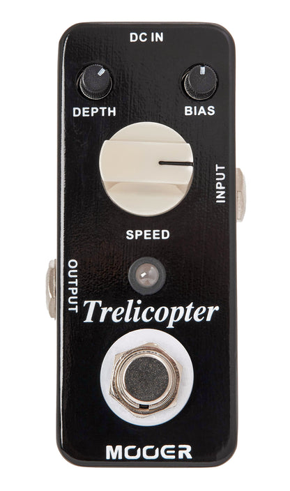 Pédale TRELICOPTER, trémolo optique classique, boîtier métal, true bypass, noir
