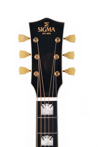 Modèle GJA-SG200-RBL, édition spéciale, Grand Jumbo, table épicéa massif, f/e érable flammé, EQ Fishman, soft case, bleu royal