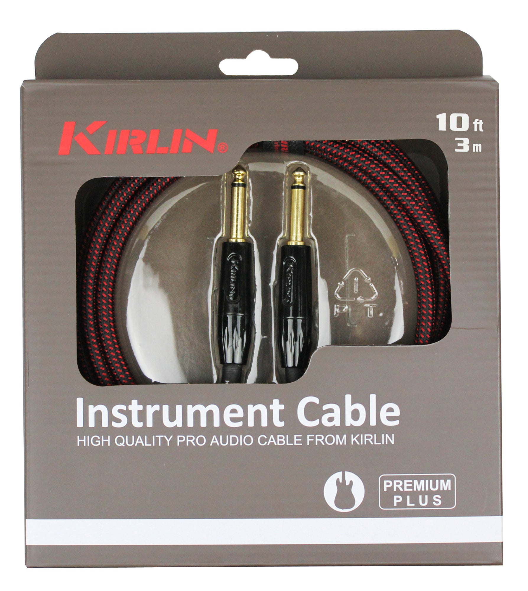 Câble instrument PREMIUM PLUS Jack/Jack, 3 mètres, noir et rouge