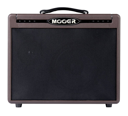 Ampli SD50A, 50W Class D, HP 8" FRFR + HP 1", deux canaux, 10 presets, effets numériques individuels, looper 150 secondes, brun