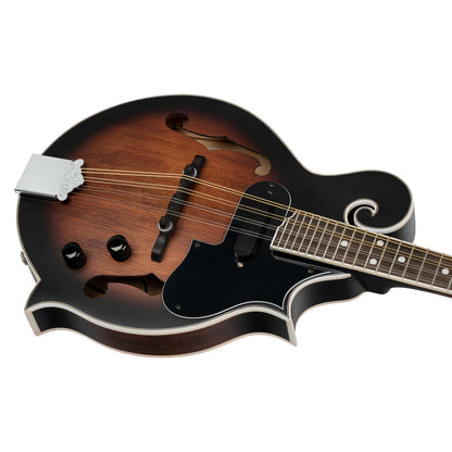 RMFE30, mandoline 8 cordes style F, micro simple, table épicéa, fond & éclisses érable, manche érable, whiskey burst satiné