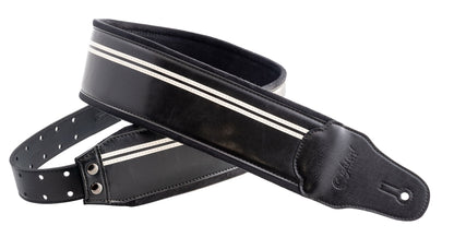 Courroie modèle B-RACE, extérieur synthétique, largeur 8 cm, longueur 98 à 153 cm, porte-médiators intégré, noir