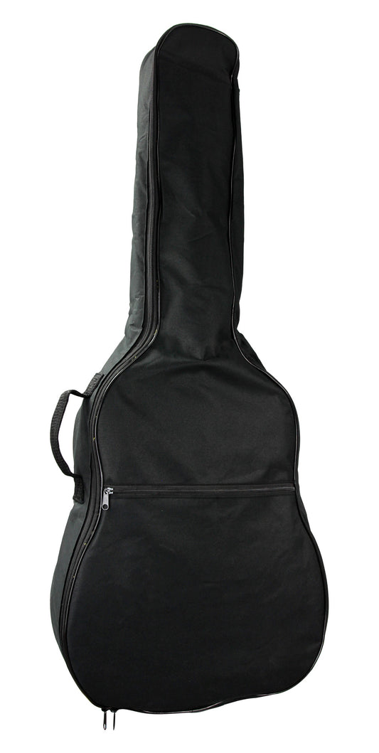 Housse guitare classique 3/4, rembourrée 5 mm, poignée, courroies réglables, renfort à la base, poche extérieure, noir