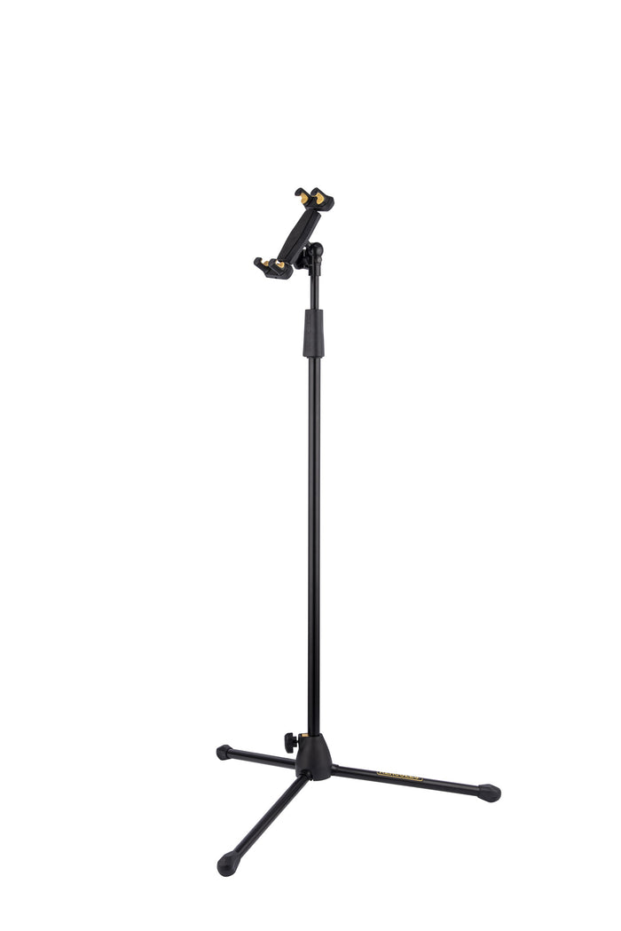 Pied pour tablette et smartphone 6,1" à 13", hauteur réglable 108 à 178 cm, rotation 360°, noir et jaune