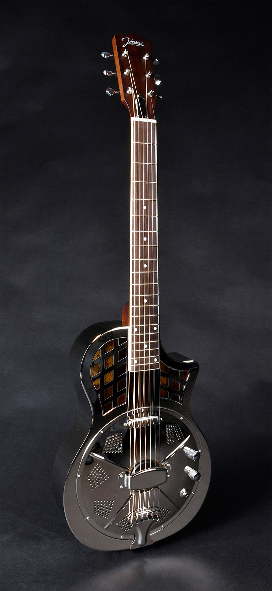 JR-994E, corps en laiton, manche acajou, touche palissandre, micro simple, nickel brillant