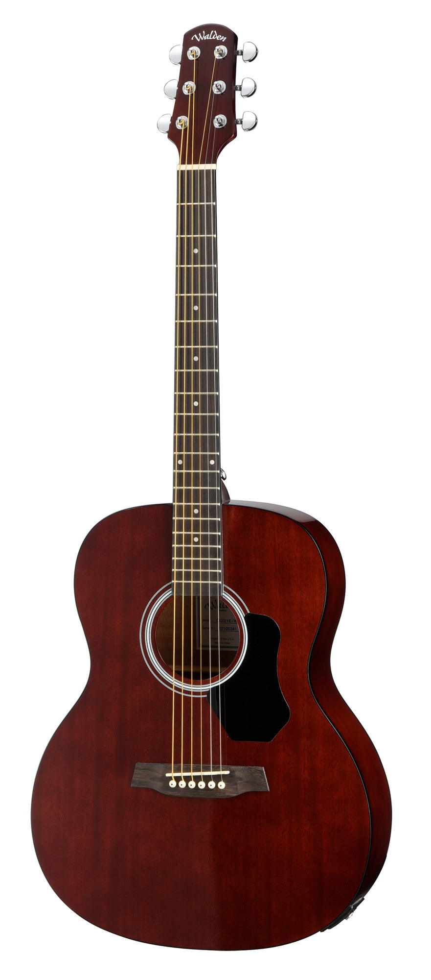 O351EW, forme Orchestra, table acajou, fond et éclisses acajou, EQ Walden EX-4, naturel brillant