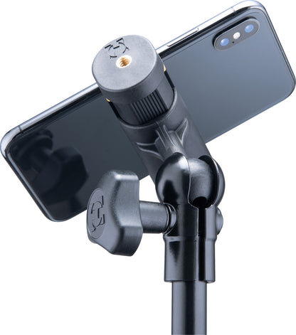 Support pour smartphone 4.7" à 6.9", attache pour table et pieds ronds ou carrés jusqu'à 3 cm d'épaisseur, noir