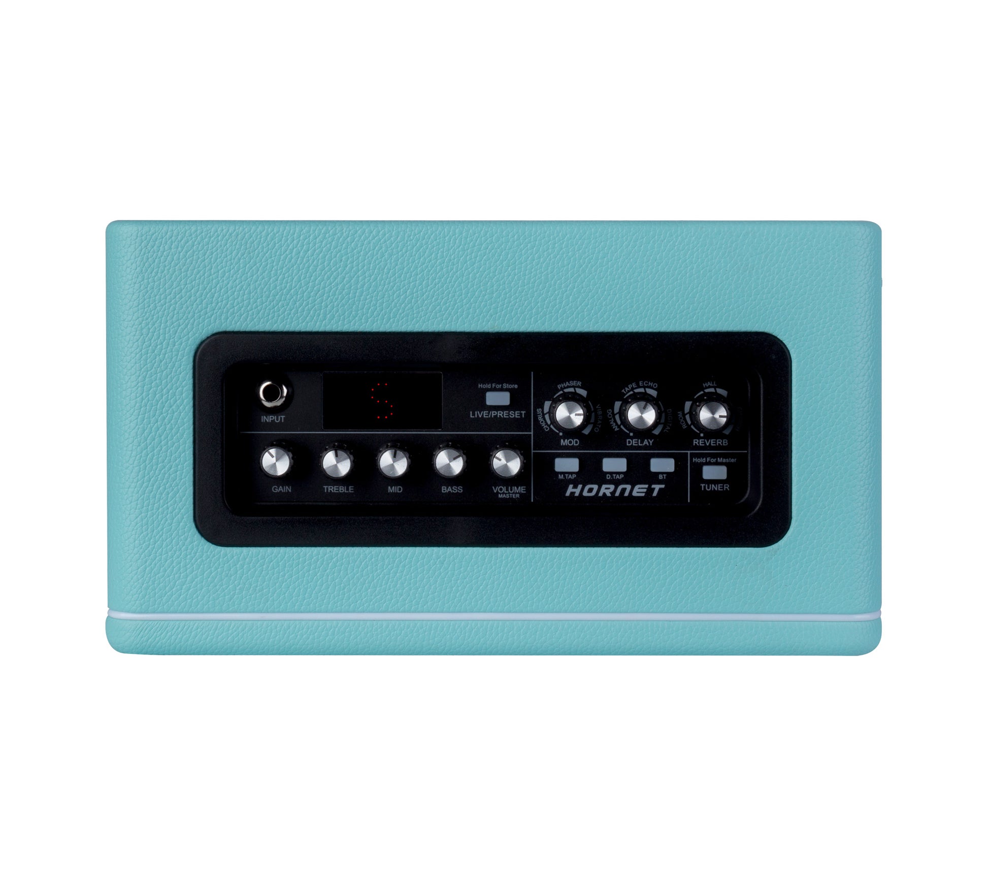 Ampli HORNET BLUE, 15W, HP 6.5", 9 modélisations d'amplis haute-qualité, effets Modulation/Délai/Réverb, bleu