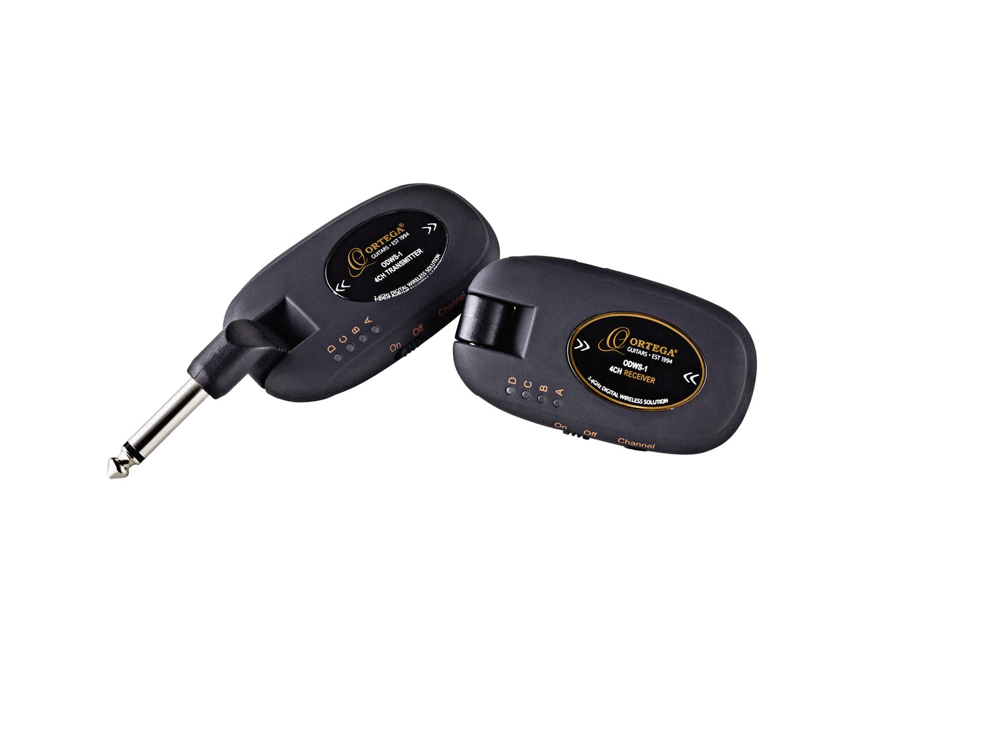 Système sans-fil pour guitare 4 canaux, émetteur et récepteur rechargeables, bande de fréquence 2.4 GHz, noir