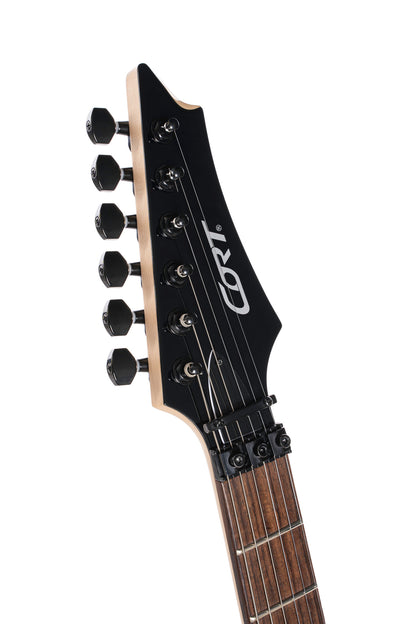 X300, corps tilleul, manche érable, touche palissandre, vibrato Floyd Rose, 2 micros EMG RetroActive Hot70, flip purple