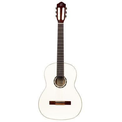 R121SNWH, modèle Slim Neck, table épicéa, fond & éclisses acajou, manche acajou (sillet 48 mm), housse, blanc brillant