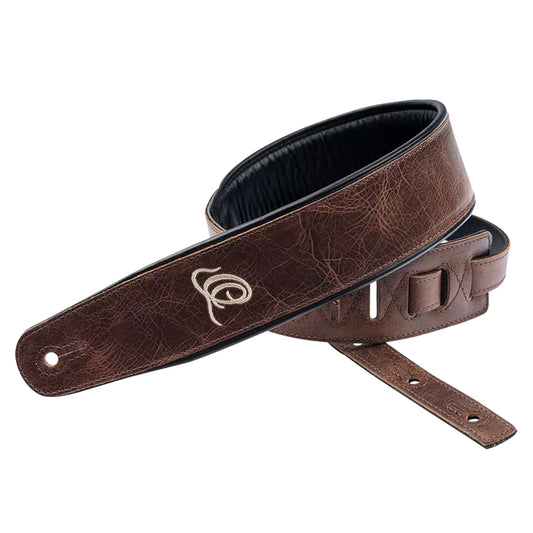 OSCL-4, courroie guitare, série Classic, face cuir, dos PVC (vegan), largeur 7 cm, longueur 145 cm, vintage brown