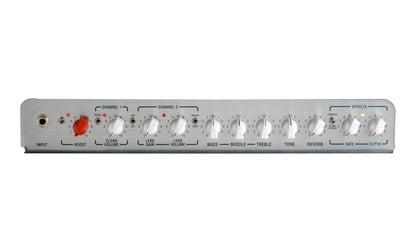 Tête guitare électrique 120W, 2 canaux, EQ 3 bandes, réverb, tremolo, chorus, boucle d'effet, 7 kg, bleu