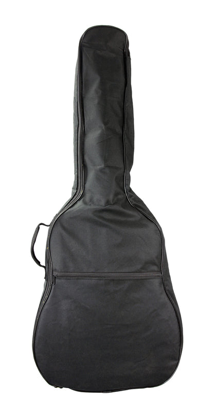 Housse guitare classique 4/4, rembourrée 5 mm, poignée, courroies réglables, renfort à la base, poche extérieure, noir