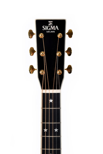 Modèle DT-42 NASHVILLE, édition spéciale, Dreadnought, table épicéa massif, f/e tilia, binding abalone, softcase, noir brillant