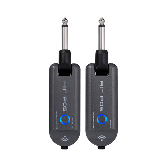 Système sans-fil pour guitare 4 canaux, émetteur et récepteur rechargeables, bande de fréquence 2.4 GHz, gris