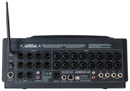Console de mixage numérique, 28 entrées/ 14 sorties, écran tactile 10", fonction Bluetooth, USB, Wifi, finition gris/noir