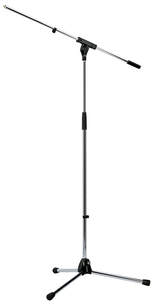 Support micro avec perche, pieds rabattables, dispositif de serrage anti-rayures et anti-déformation, 3 kg, chromé