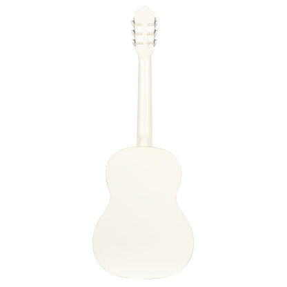 R121SNWH, modèle Slim Neck, table épicéa, fond & éclisses acajou, manche acajou (sillet 48 mm), housse, blanc brillant