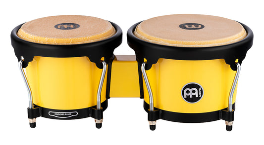 Bongos Journey 6" 1/2 & 7" 1/2, fûts ABS, peaux buffle sélectionnées, cercles arrondis, accastillage noir poudré, yellow