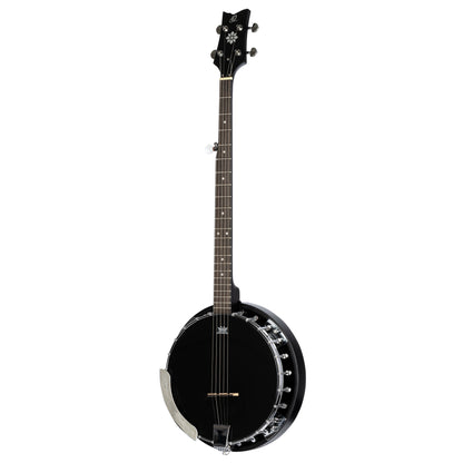 OBJ250, banjo 5 cordes, 24 tirants, cercle acajou, manche acajou, résonateur acajou, housse, noir satiné