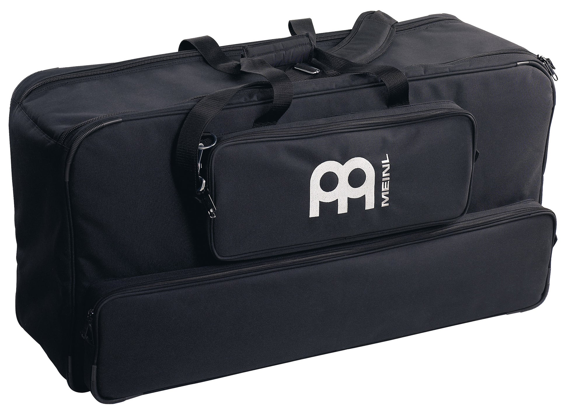 Housse 2 timbales (15" maxi), nylon rembourré, poches extérieures pour support et cloche, séparateur, courroies, poignée, noir