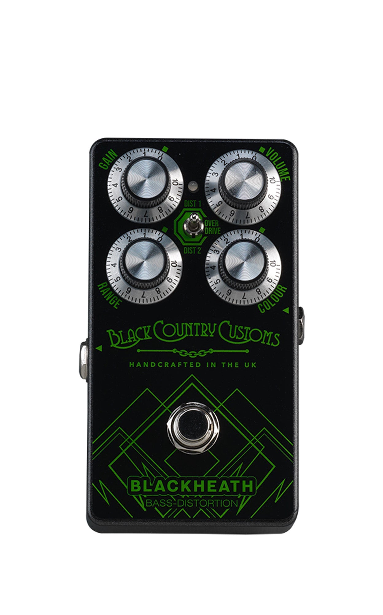 Pédale distorsion BLACKHEATH, 3 modes (DIST 1/DIST 2/OVERDRIVE), noir et vert