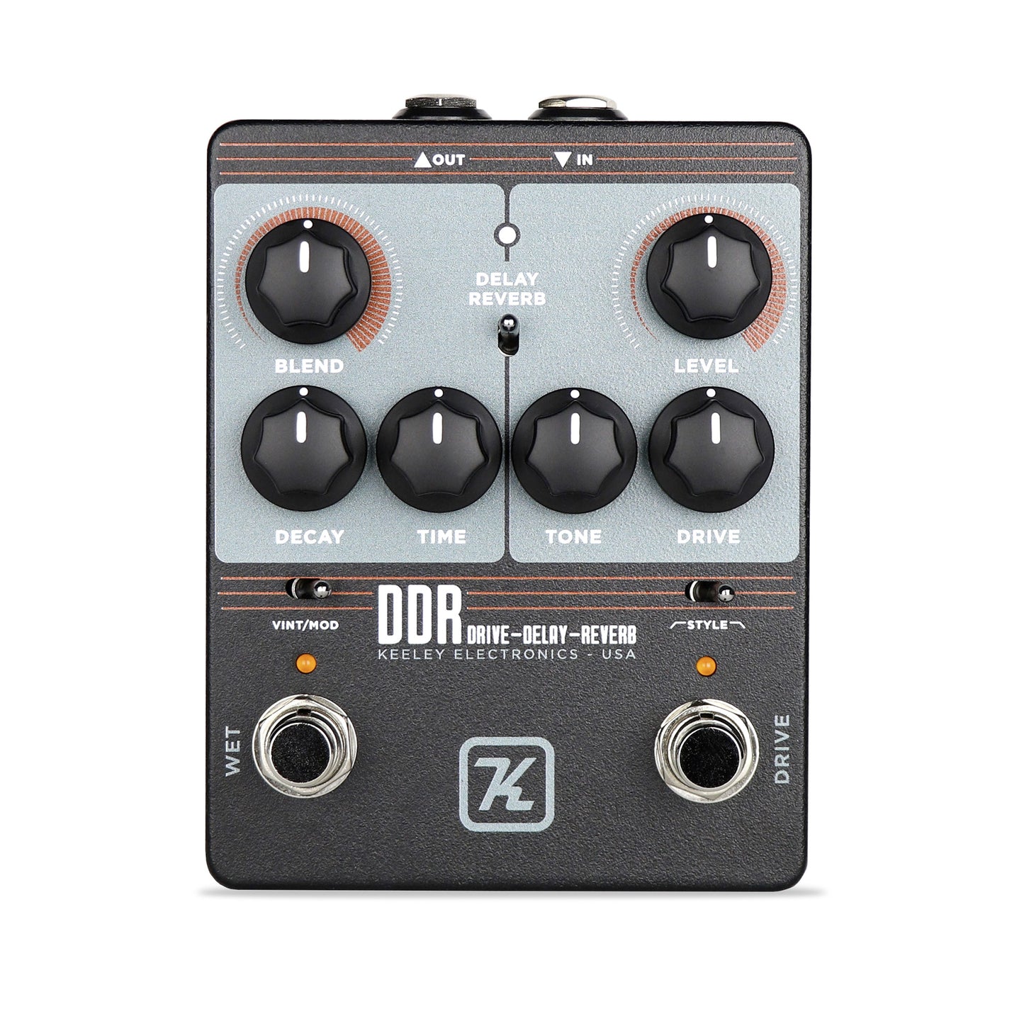 Pédale DDR (DRIVE DELAY REVERB), drive avec délai ou réverb