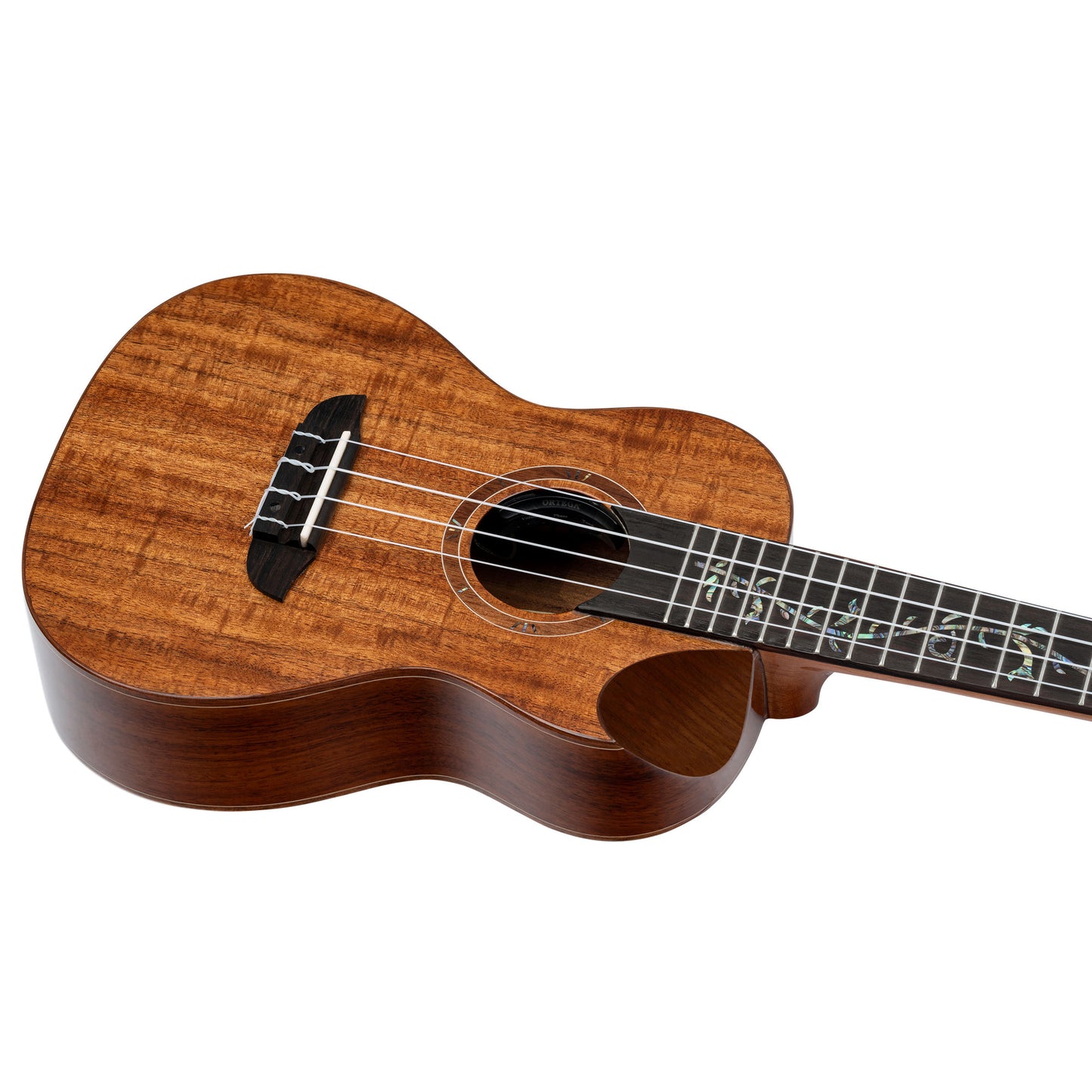 RUET-ACA, modèle Elite Concert pan coupé ergonomique, EQ MagusFly, table acacia massif, fond & éclisses acacia, naturel brillant