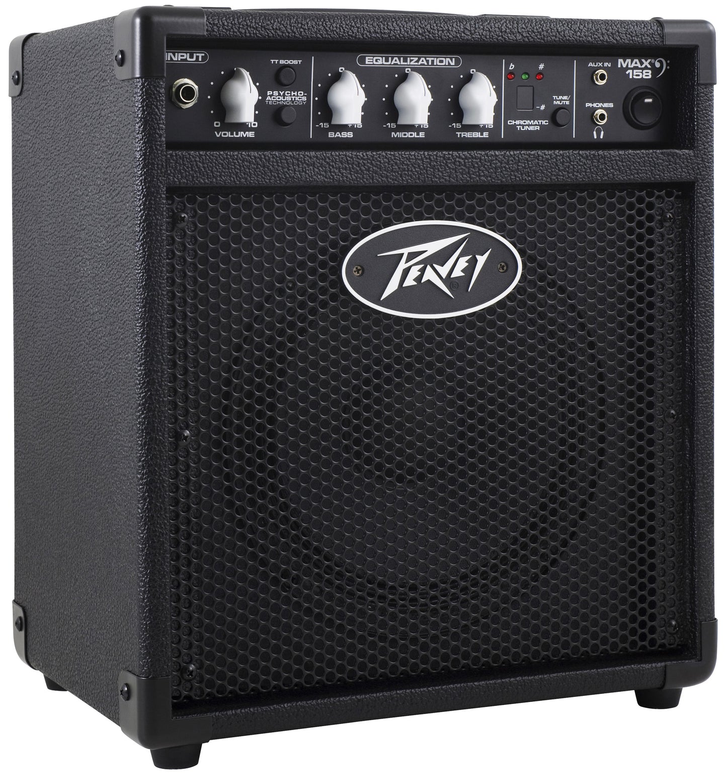 Ampli basse électrique 20W, HP 1x 8", EQ 3 bandes, entrée jack, entrée auxiliaire, finition noir