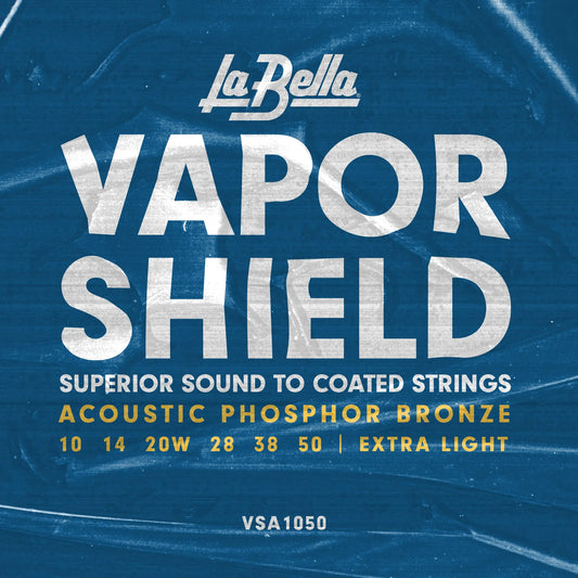 Jeu pour guitare acoustique VAPOR SHIELD, Extra Light (10-14-20W-28-38-50), phosphore bronze et acier avec traitement ionique