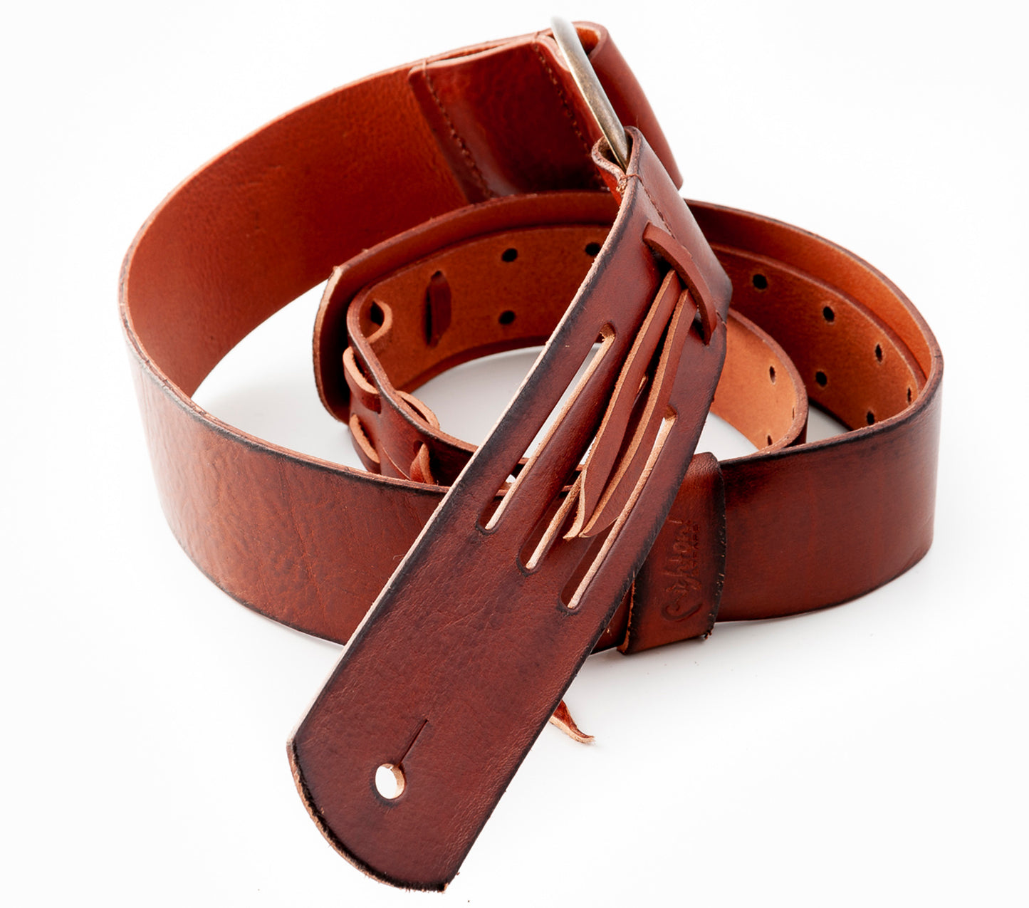 Courroie modèle LEGEND DA, cuir haute qualité, boucle métal, largeur 5 cm, longueur 95 à 145 cm, woody