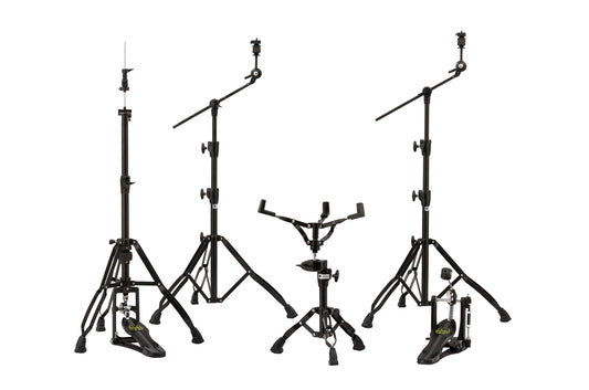 Pack accessoires Armory, pédale charleston, 2 supports cymbale perche, support caisse claire, pédale grosse caisse, noir