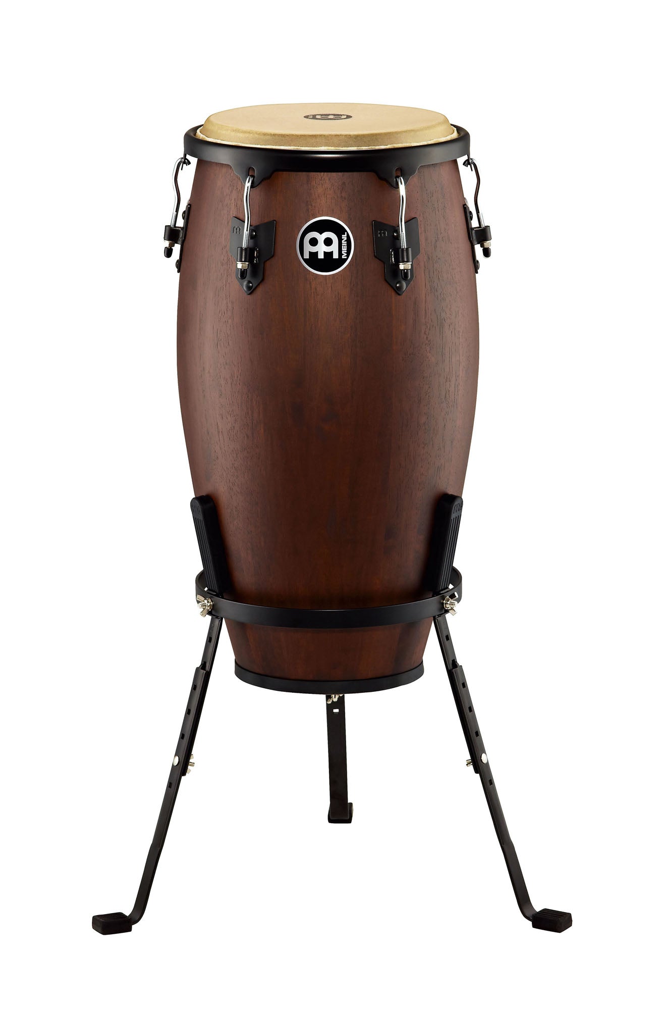 Conga 12", hévéa, 71 cm, peau buffle, accastillage noir poudré, avec pied panier