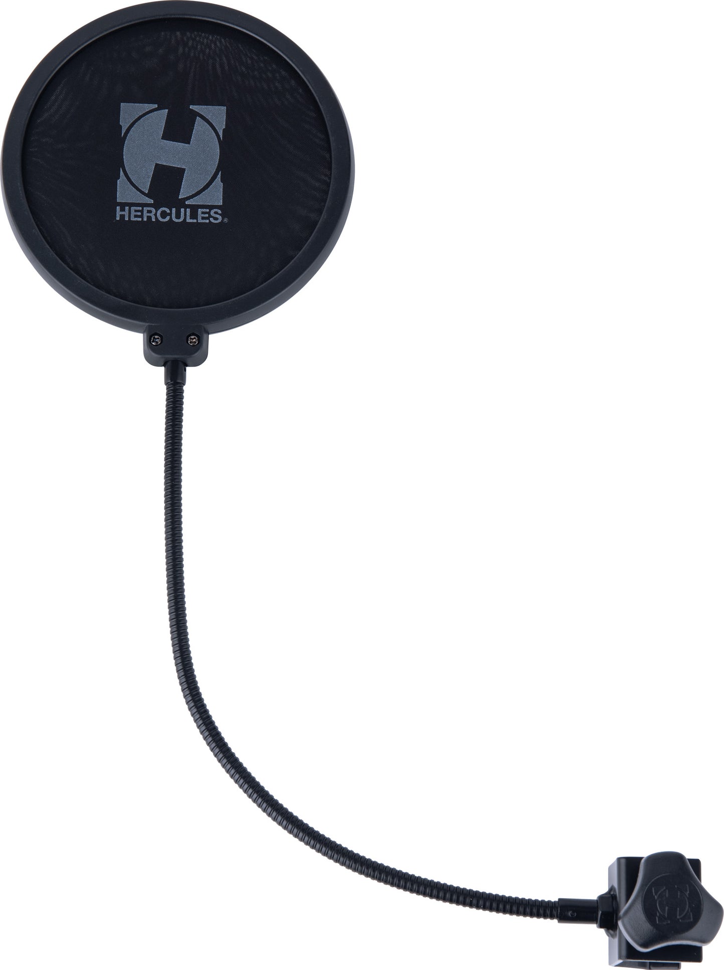 Filtre anti-pop, diamètre 155 mm, attache sur support et perche, longueur flexible 340 mm, poids 280 g, noir