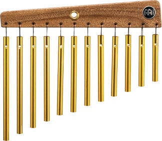 Chimes 12 barres, simple rang, alliage aluminium anodisé doré, ambre