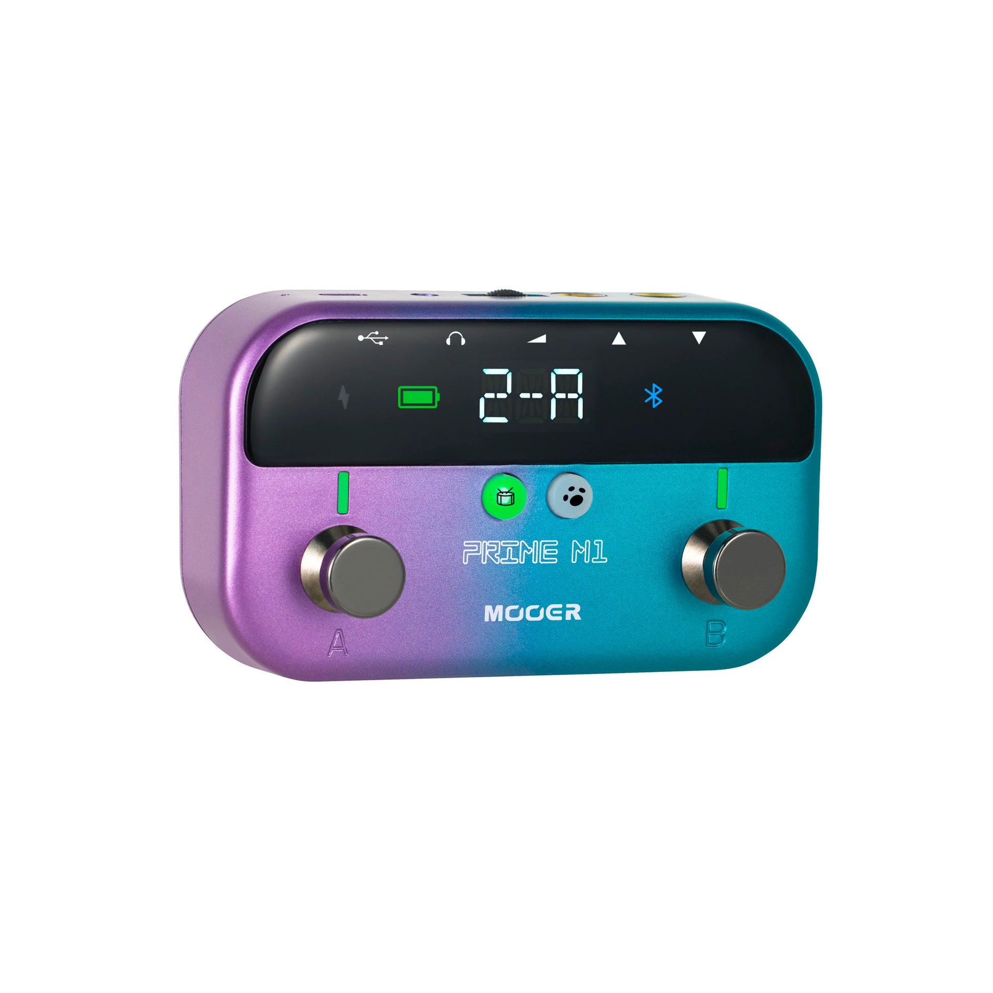 Multi-effets Prime M1, 128 effets, 21 simulations d'ampli, accordeur, boîtes à rythmes, looper, bluetooth, bleu violet pailleté