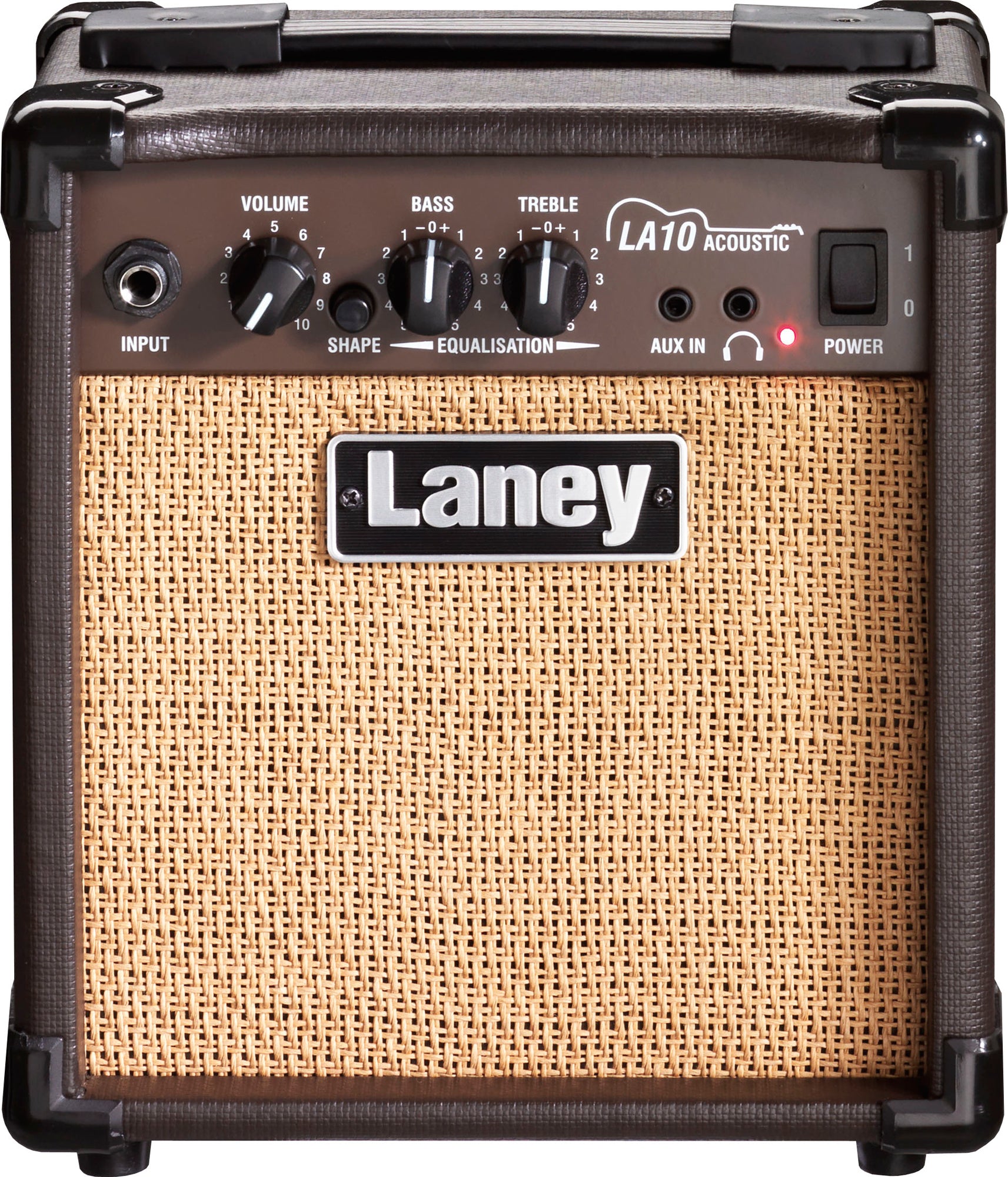 Ampli guitare acoustique 10W, 1x HP 5", 1 canal avec switch Shape, entrée jack, EQ 2 bandes, entrée auxiliaire, 2.6 kg, brun