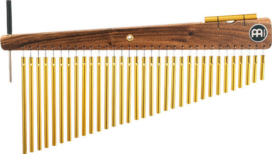 Chimes 33 barres, simple rang, alliage aluminium anodisé doré, chime hautes fréquences incluse, ambre