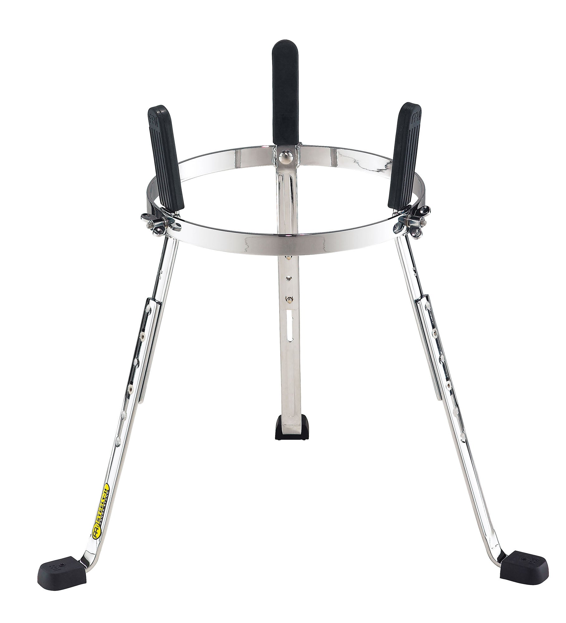 Support panier Steely II pour conga Professional et Fibercraft 11 3/4", pieds en L, réglage hauteur, chromé