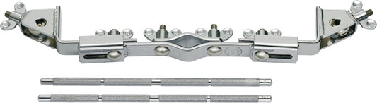Multi-clamp, attache 3 points pour 2 montures, 2 tiges droites incluses, acier chromé