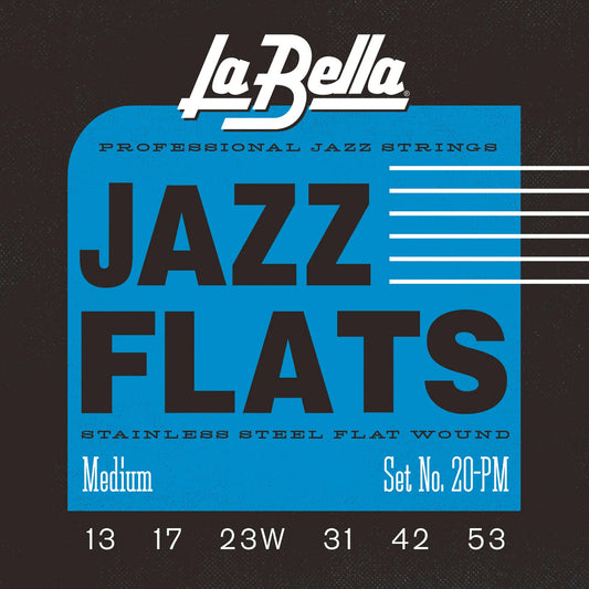 Jeu pour guitare électrique JAZZ FLATS, acier inoxydable, filé plat, tirant Medium (13-17-23-31-42-53)